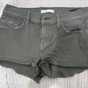 7 For All Mankind Olive Denim Shorts